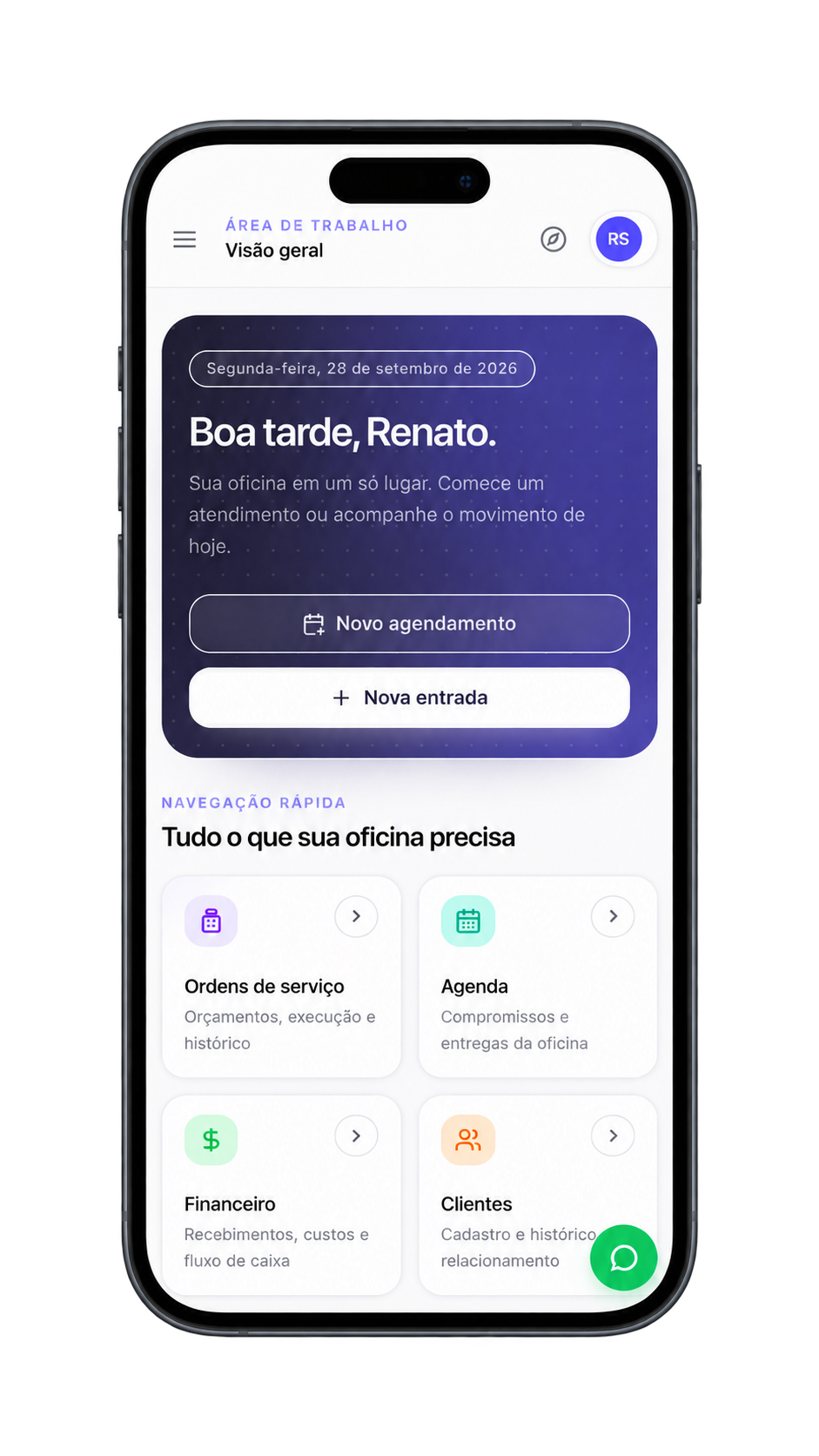 Prévia do Injesoft em um celular